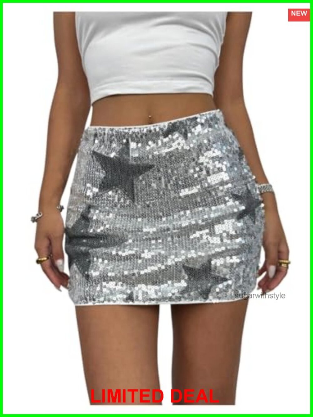 Sparkly Sequin Mini Skirt Low Rise Bodycon Y2K Club Party